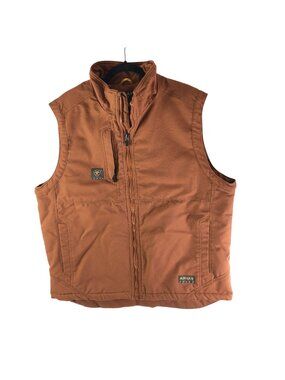 Ariat Rebar Mens DuraCanvas Work Vest Canvas Sherpa Lined Brown Full Zip XL